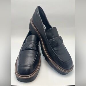 Nordstrom Torie Platform Leather Loafer Black Braised Strap 11M Chunky